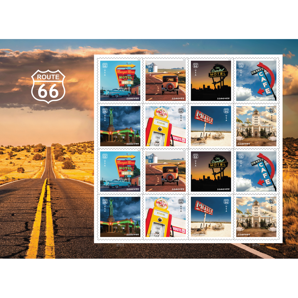 (2026) Route 66 Forever Stamps, Sheet of 16