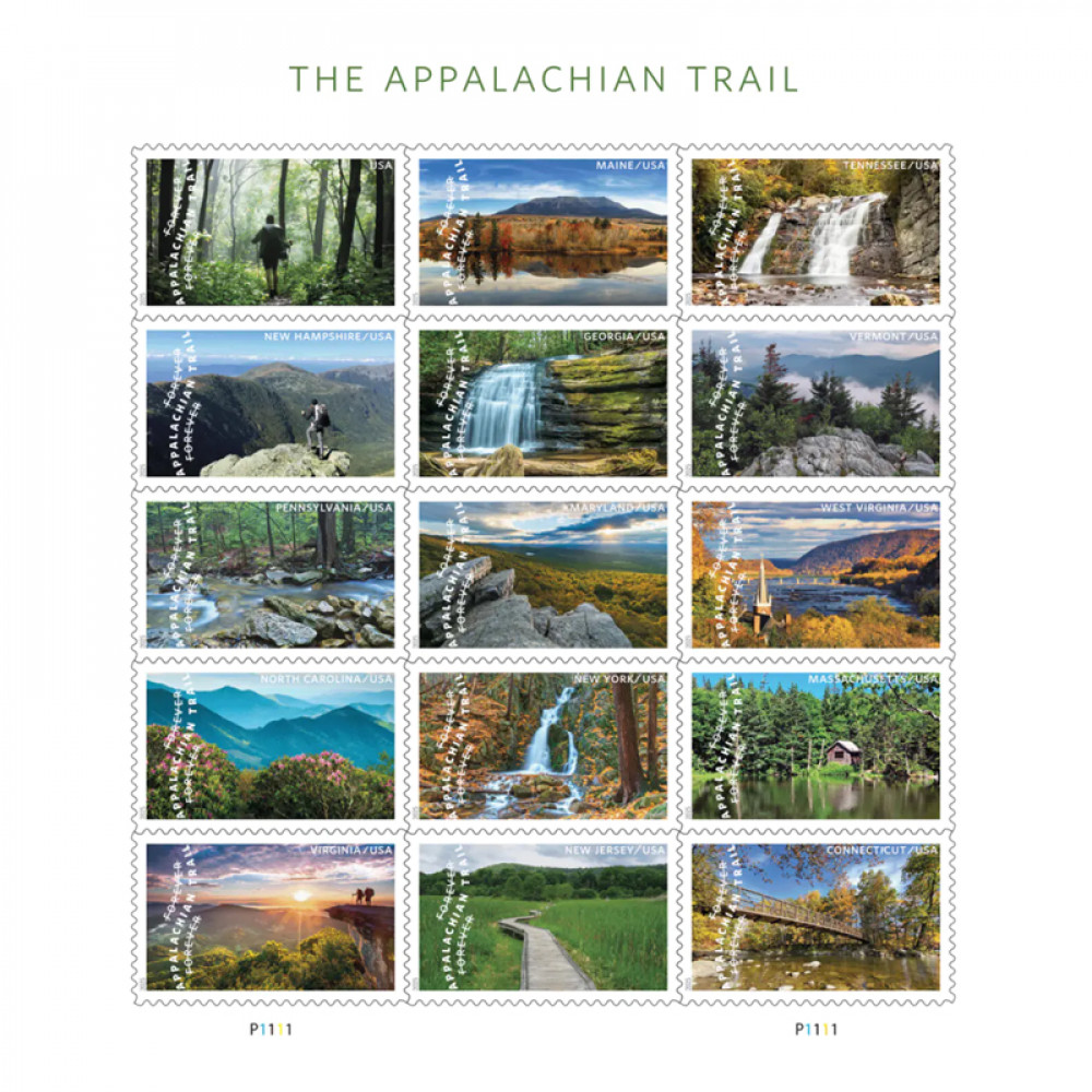 2025 The Appalachian Trail Forever Stamps, Sheet of 15 |Multiple Stamp Designs