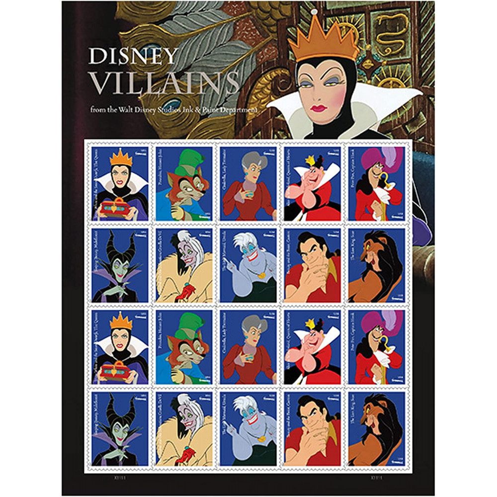2017 USPS Walt Disney Villains Forever First Class Postage Stamps