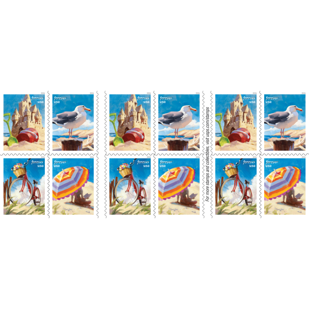 (2026) A Day at the Beach Forever Stamps, Book of 20